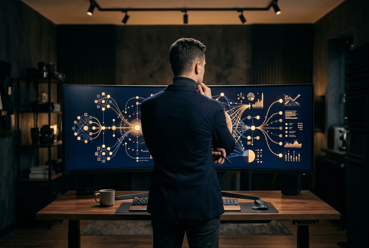 Specjalista analizujący cytowania marki i pokrycie pytań w systemach AI